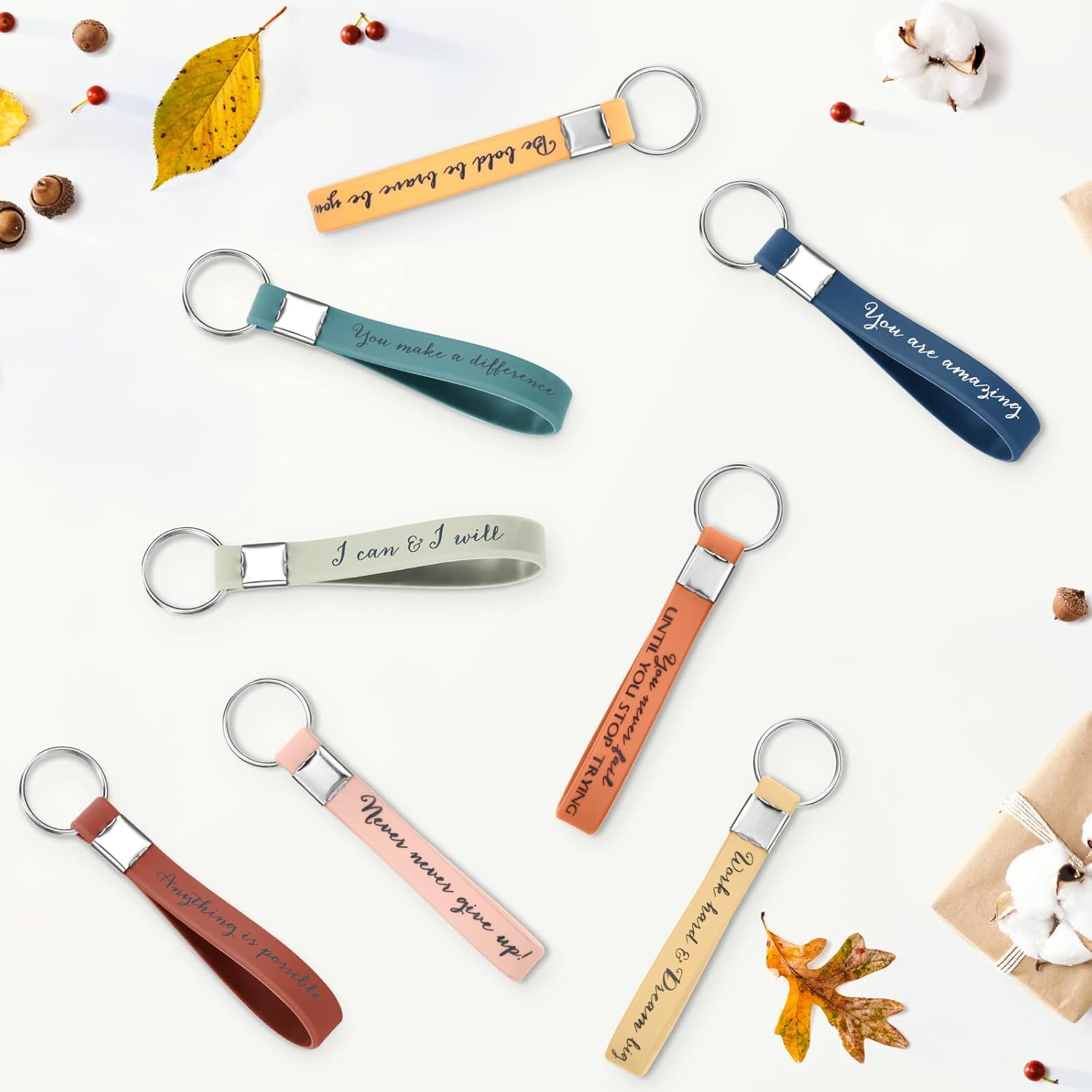 Fumete 24 Pcs Inspirational Keychain Gift Employee Appreciation Gift for Women Motivational Key Rings Thank You Keychain(Bright Color) - Image 5