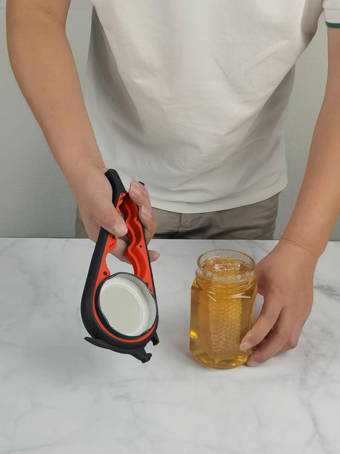 Otstar Jar Opener Bottle Opener and Can Opener for Weak hands, Seniors with Arthritis and Anyone with Low Strength, Mutil Jar Opener Get Lids Off Easily (Black and Red) - Image 5