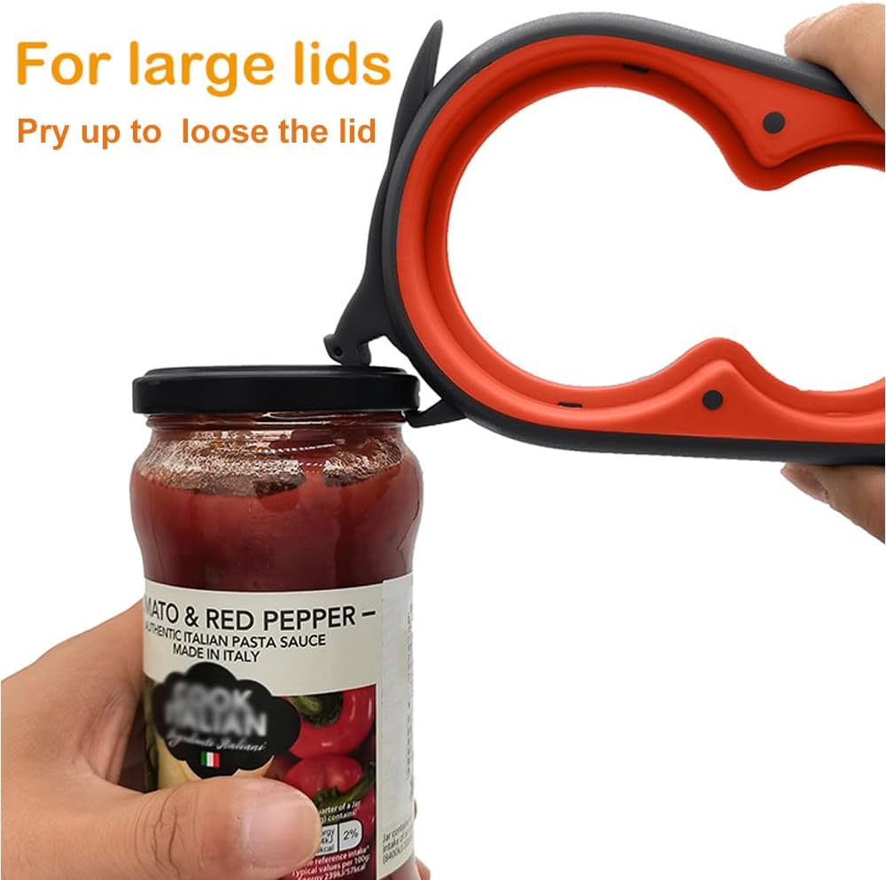 Otstar Jar Opener Bottle Opener and Can Opener for Weak hands, Seniors with Arthritis and Anyone with Low Strength, Mutil Jar Opener Get Lids Off Easily (Black and Red) - Image 6