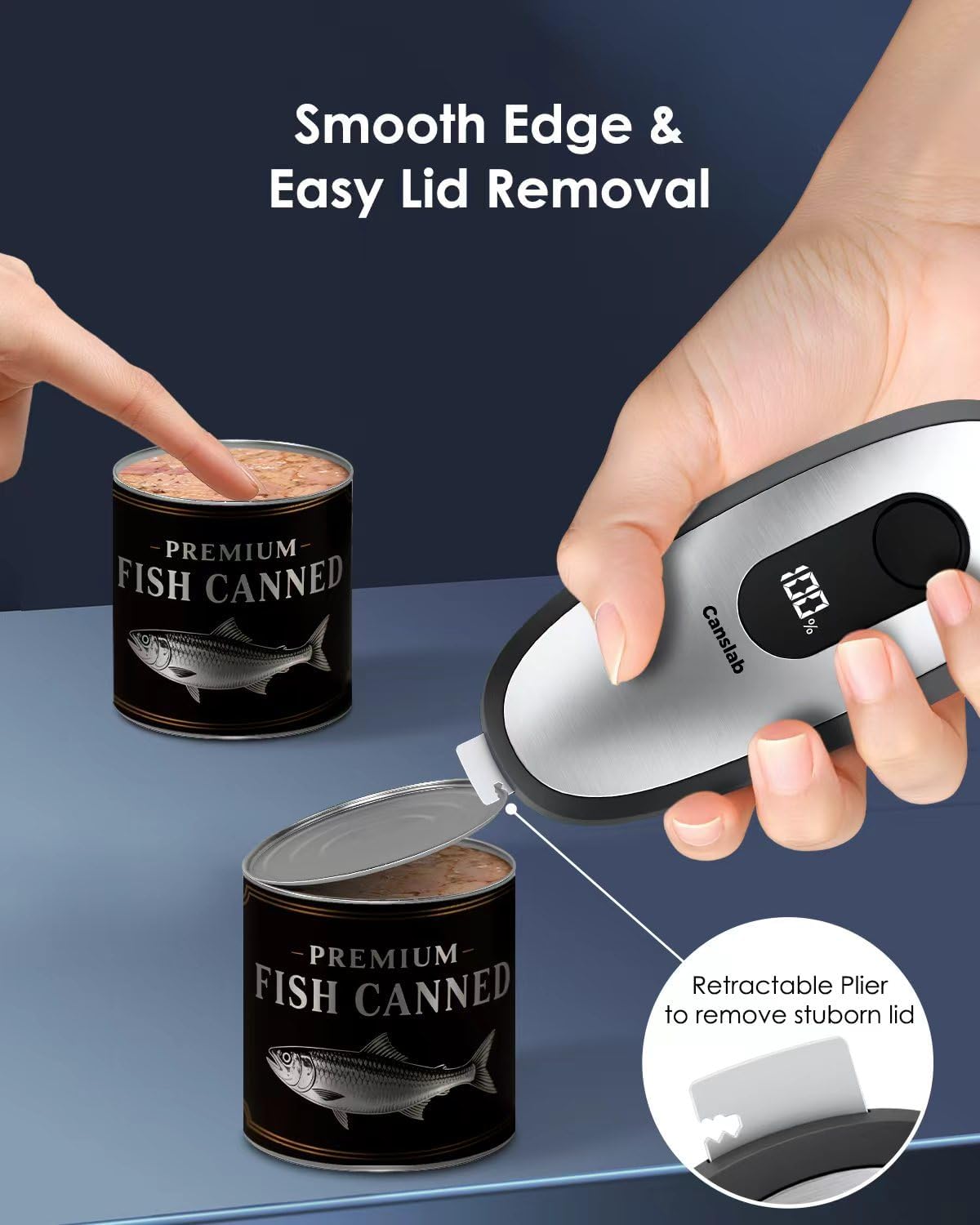 Canslab IRON Rechargeable Electric Can Opener: Wall-Mountable Easy Storage, Smart Auto Stop & LED Battery Track, Hands-Free Operation, Side Cut Smooth Edge, Stainless Steel Professional-Grade Blade - Image 6