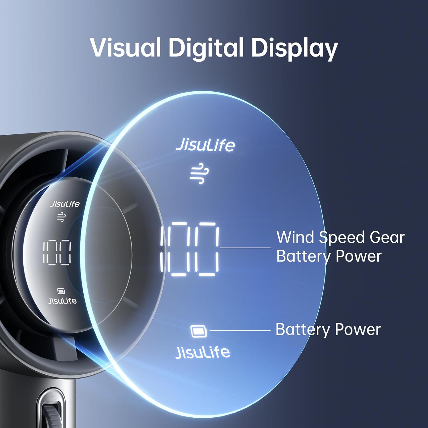 JISULIFE Handheld Fan Pro Series - Extreme Cooling Output: 1-100 Speed Scroll Wheel, Metal Body, Digital Display, 1.5H Fast Charge, 5000mAh-Portable Fan for Travel Outdoor, Gifts for Women Men(Grey) - Image 4