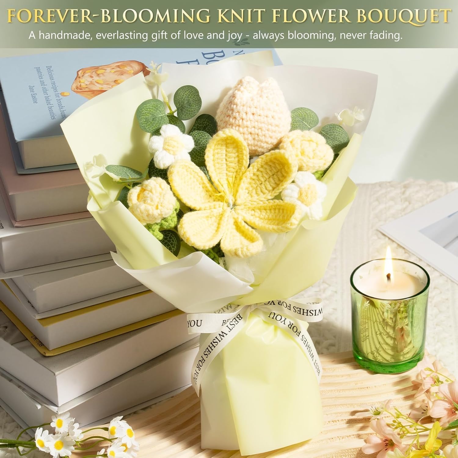 Mothers Day Birthday Gifts for Women Self Care Package Get Well Soon Gift Baskets, Thinking of You Sympathy Spa Gift Set w/ Crochet Flower Bouquet, Unique Gifts for Women Mom Sister Grandma Friends - Image 5