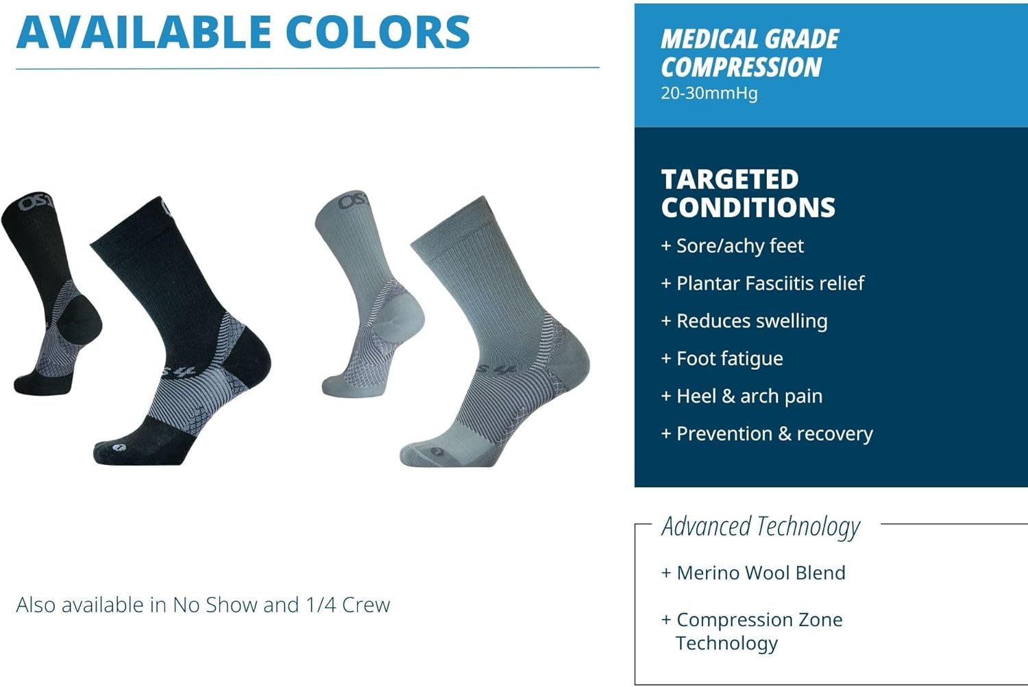 OS1st FS4 Plantar Fasciitis Socks Merino Wool treats and prevents plantar fasciitis, heel and arch pain reduces swelling - Image 6