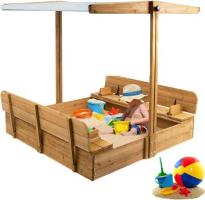 Wooden Sandbox with Lid, Kids Sandb...