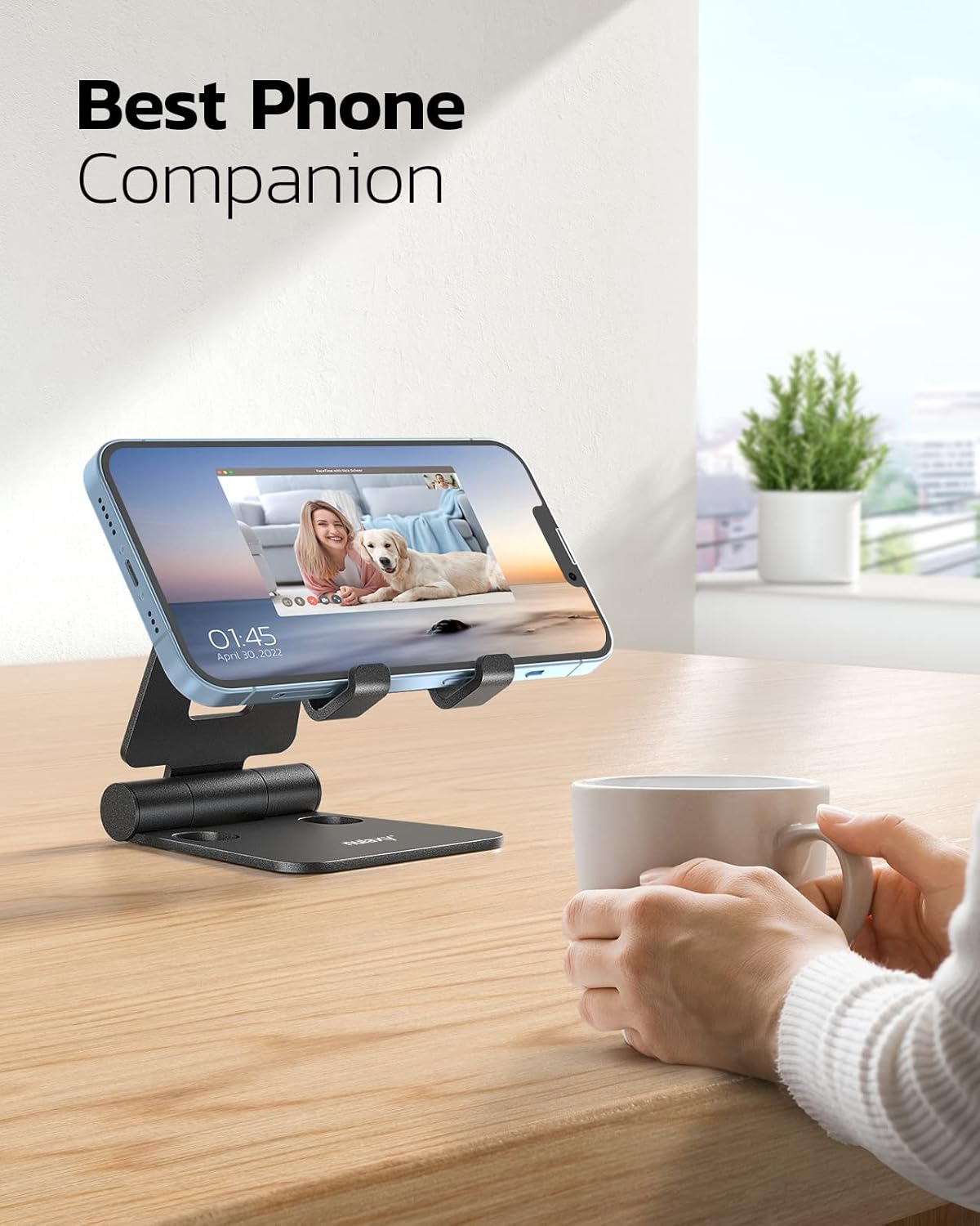 Nulaxy Dual Folding Cell Phone Stand, Fully Adjustable Foldable Desktop Phone Holder Cradle Dock Compatible with iPhone 17 16 15 14 13 12 11 Pro Max Xs Xr X 8, Nintendo Switch, All Phones - Image 6
