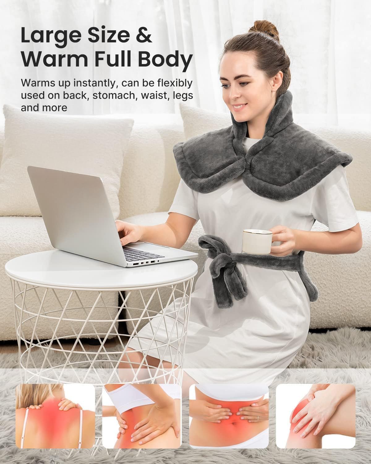 RENPHO Mothers Day Gifts, Electric Heating Pad - 6 Heat Levels for Neck, Shoulder, and Back, Weighted Pad for Snug Fit - Machine Washable, ETL Safety Certified for Cold Nights and Winter, FSA Eligible - Image 3