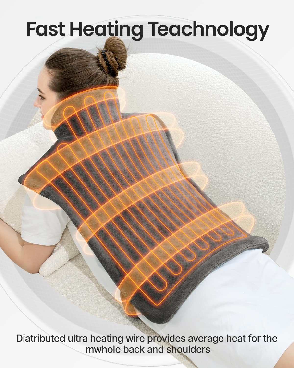 RENPHO Mothers Day Gifts, Electric Heating Pad - 6 Heat Levels for Neck, Shoulder, and Back, Weighted Pad for Snug Fit - Machine Washable, ETL Safety Certified for Cold Nights and Winter, FSA Eligible - Image 5