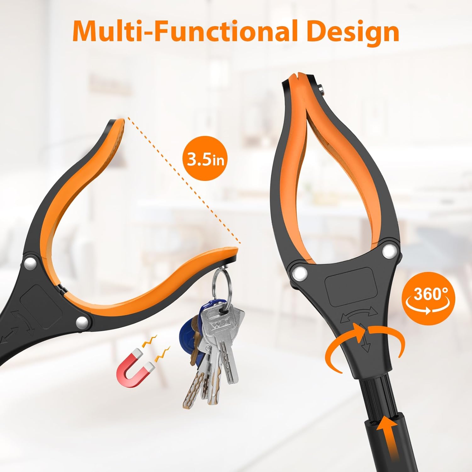 32" Grabber Reacher Tool, 2-Pack Foldable Reacher Grabber Pickup Tool with 360° Rotating Jaw & Magnet, Trash Picker Upper Grabber, Lightweight Grabbers for Seniors Heavy Duty - Image 4