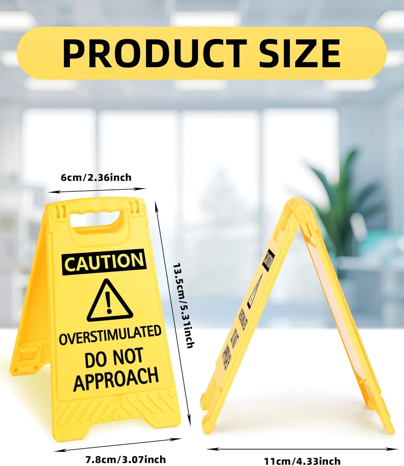 Caution Overstimulated Do Not Approach Office Decor, Funny Desk Sign for Women Coworkers, Easter Day Gag Gifts for Tax Season, Sarcastic Desk Accessories, Phone Holder with Mirror - Image 2