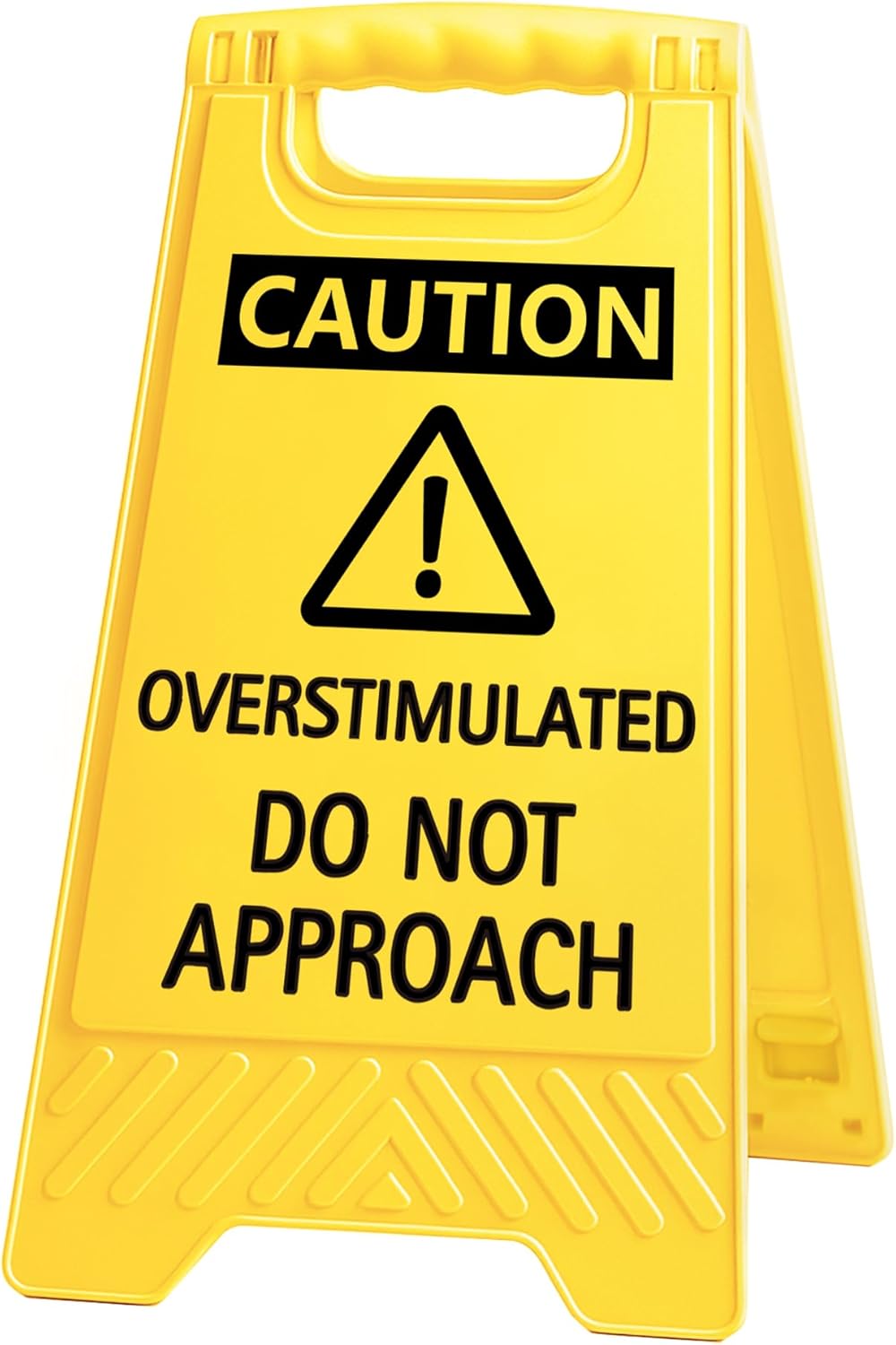 Caution Overstimulated Do Not Approach Office Decor, Funny Desk Sign for Women Coworkers, Easter Day Gag Gifts for Tax Season, Sarcastic Desk Accessories, Phone Holder with Mirror