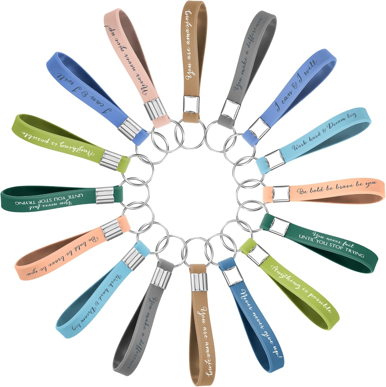 Fumete 24 Pcs Inspirational Keychain Gift Employee Appreciation Gift for Women Motivational Key Rings Thank You Keychain(Fresh Color) - Image 7