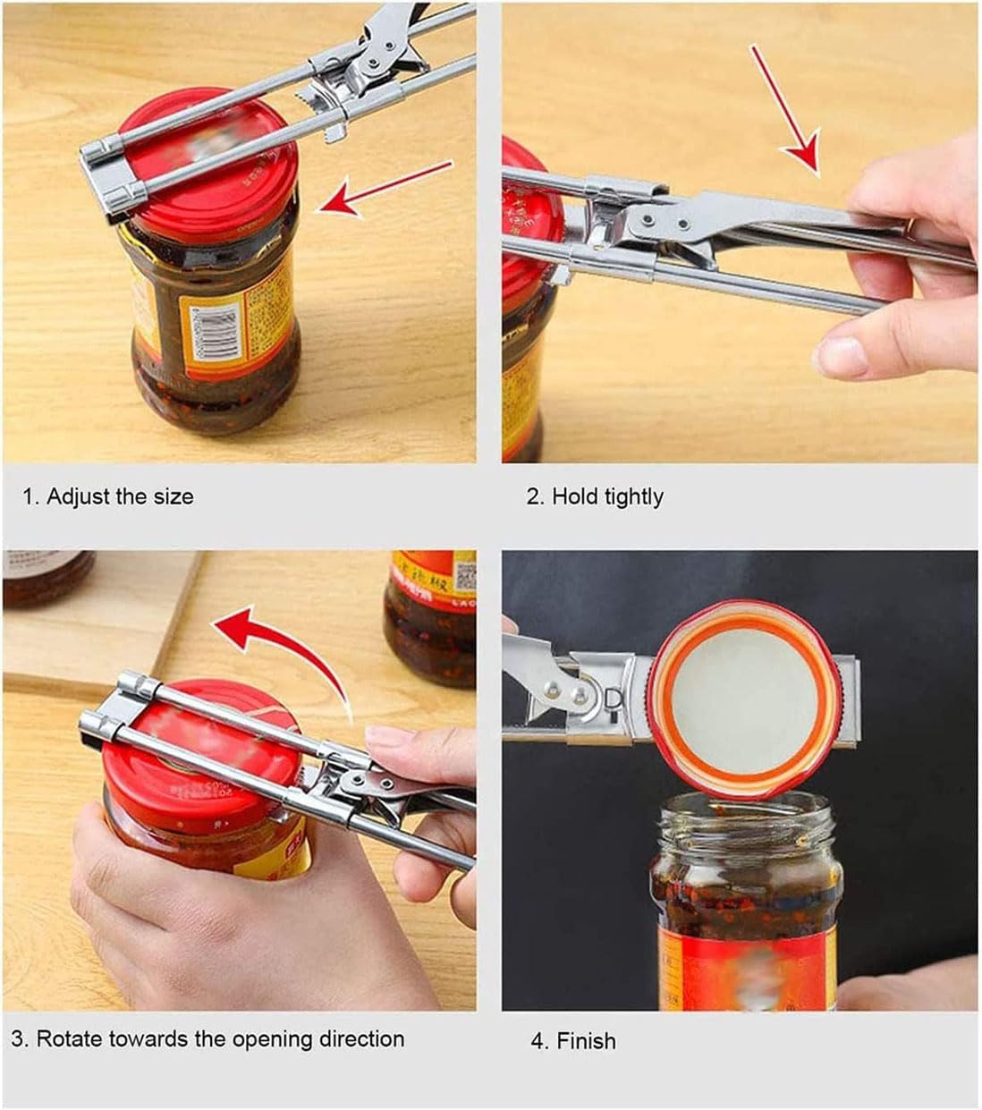 zengxiaoyun® Master Jar & Bottle Opener, Adjustable Multifunctional Stainless Steel Can Opener Jar Lid Gripper, Manual,Kitchen Accessories - Image 5