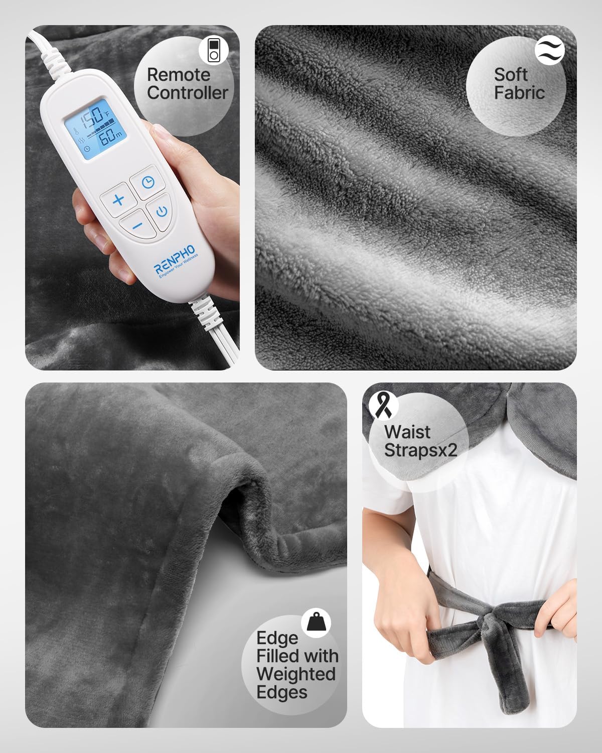RENPHO Mothers Day Gifts, Electric Heating Pad - 6 Heat Levels for Neck, Shoulder, and Back, Weighted Pad for Snug Fit - Machine Washable, ETL Safety Certified for Cold Nights and Winter, FSA Eligible - Image 9