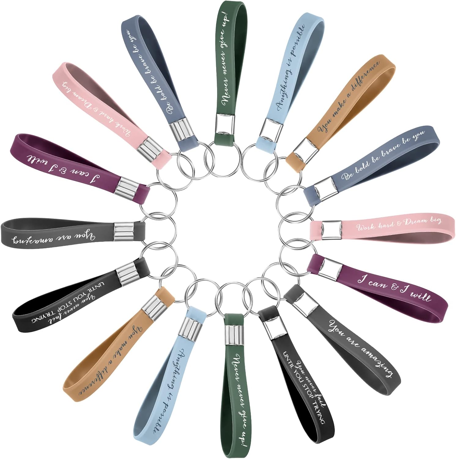 Fumete 24 Pcs Inspirational Keychain Gift Employee Appreciation Gift for Women Motivational Key Rings Thank You Keychain(Classic Colors) - Image 6
