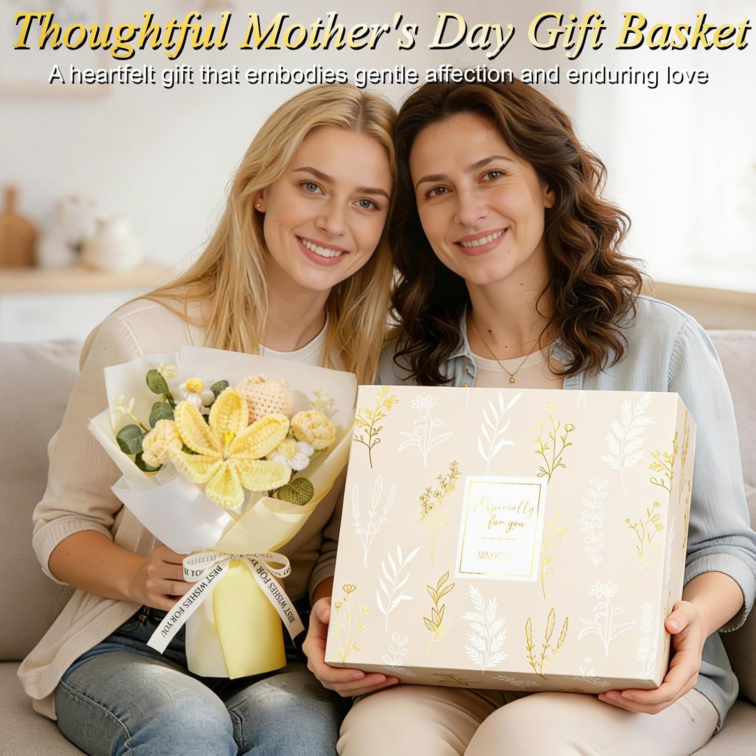 Mothers Day Birthday Gifts for Women Self Care Package Get Well Soon Gift Baskets, Thinking of You Sympathy Spa Gift Set w/ Crochet Flower Bouquet, Unique Gifts for Women Mom Sister Grandma Friends - Image 3
