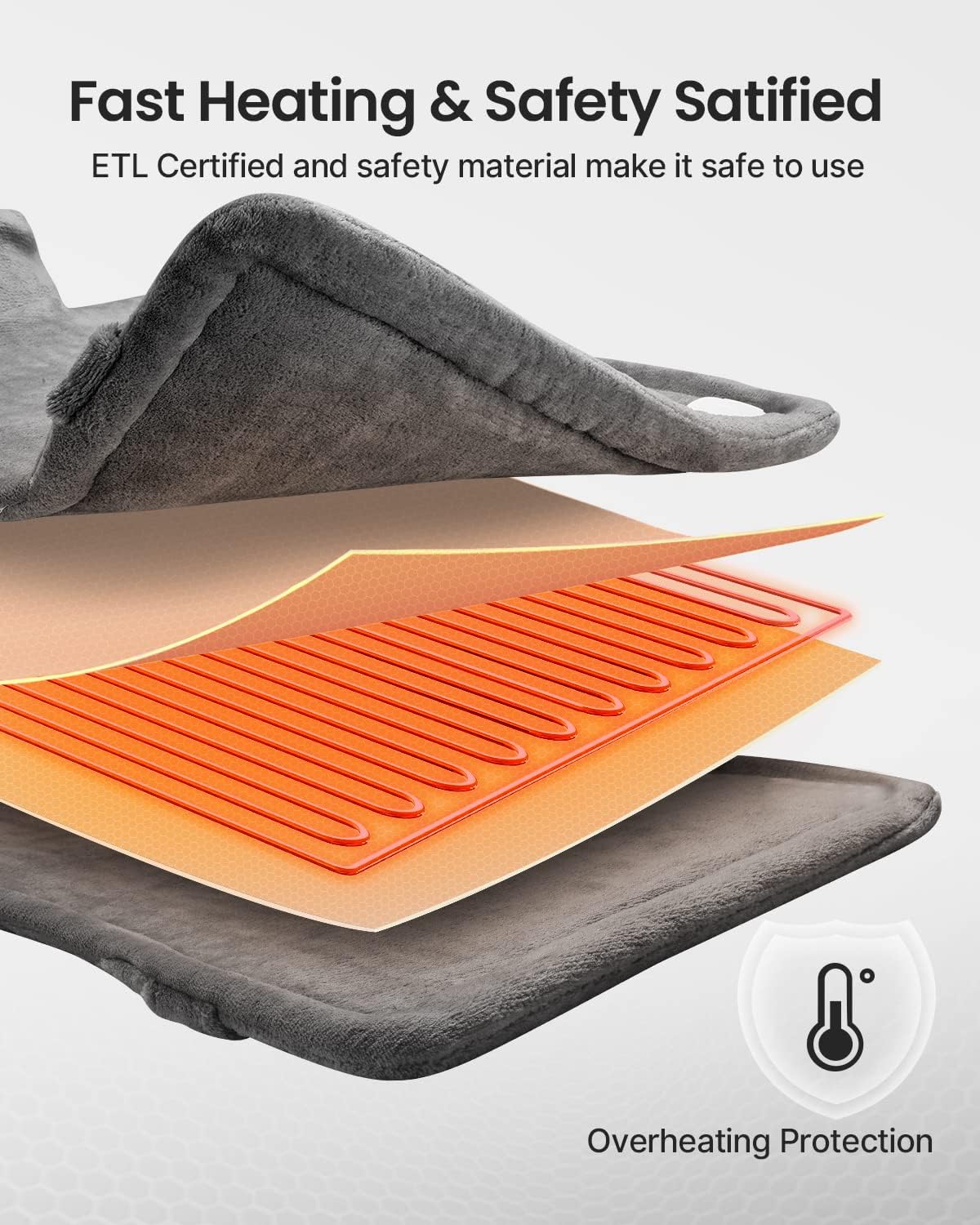 RENPHO Mothers Day Gifts, Electric Heating Pad - 6 Heat Levels for Neck, Shoulder, and Back, Weighted Pad for Snug Fit - Machine Washable, ETL Safety Certified for Cold Nights and Winter, FSA Eligible - Image 6