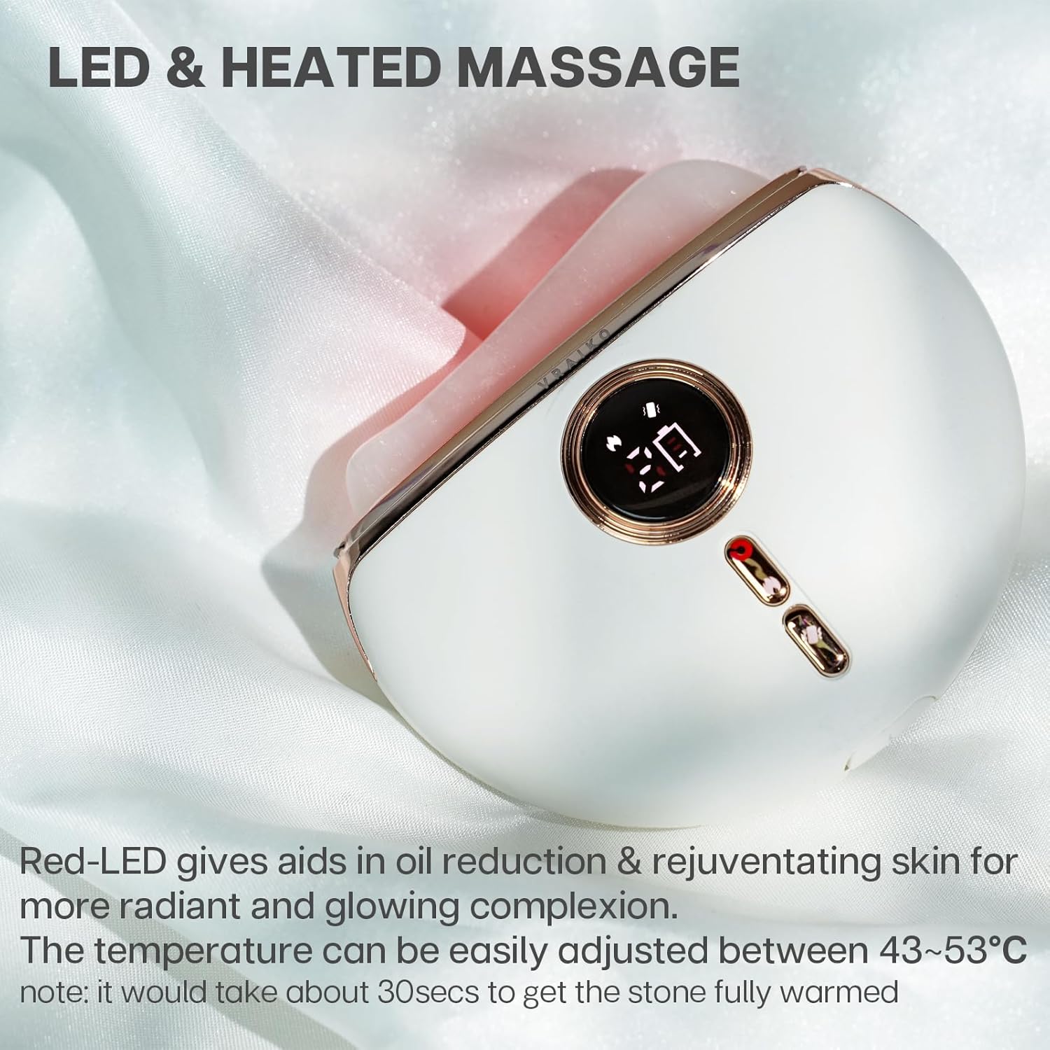 VRAIKO Aurora LED Gua Sha Device, Jade Stone Gua Sha Facial Tool with Heat and Vibration, Face Massager for Anti-Aging Wrinkles Puffiness Skin Rejuvenation and Toning (Aurora) - Image 4
