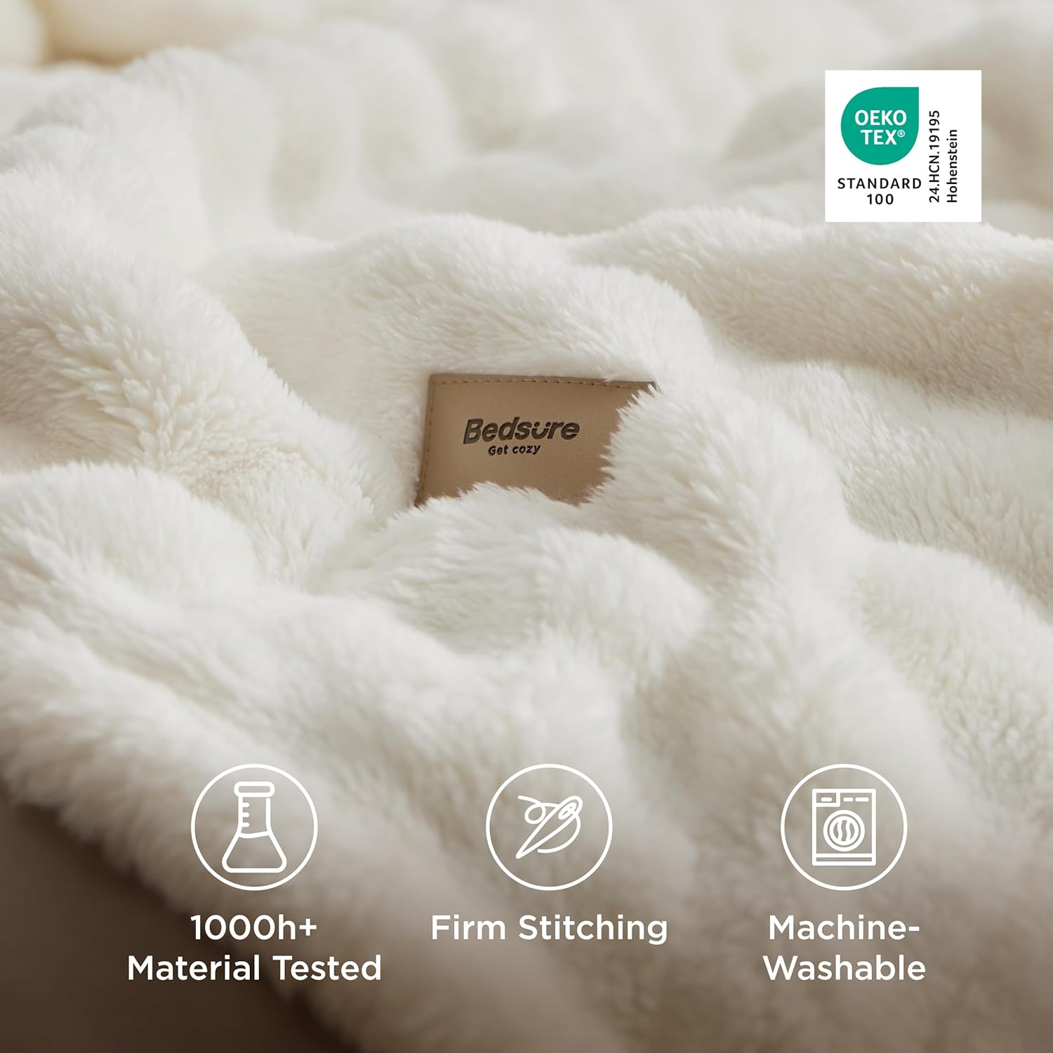 Bedsure 3D Fleece Bubble Blanket for Couch - GentleSoft White Spring Throw Mother's Day Blanket for Sofa Bed Room Decor - Luxury Soft Cozy Blanket Gifts for Women, Lightweight, Off White, 50"×60" - Image 5