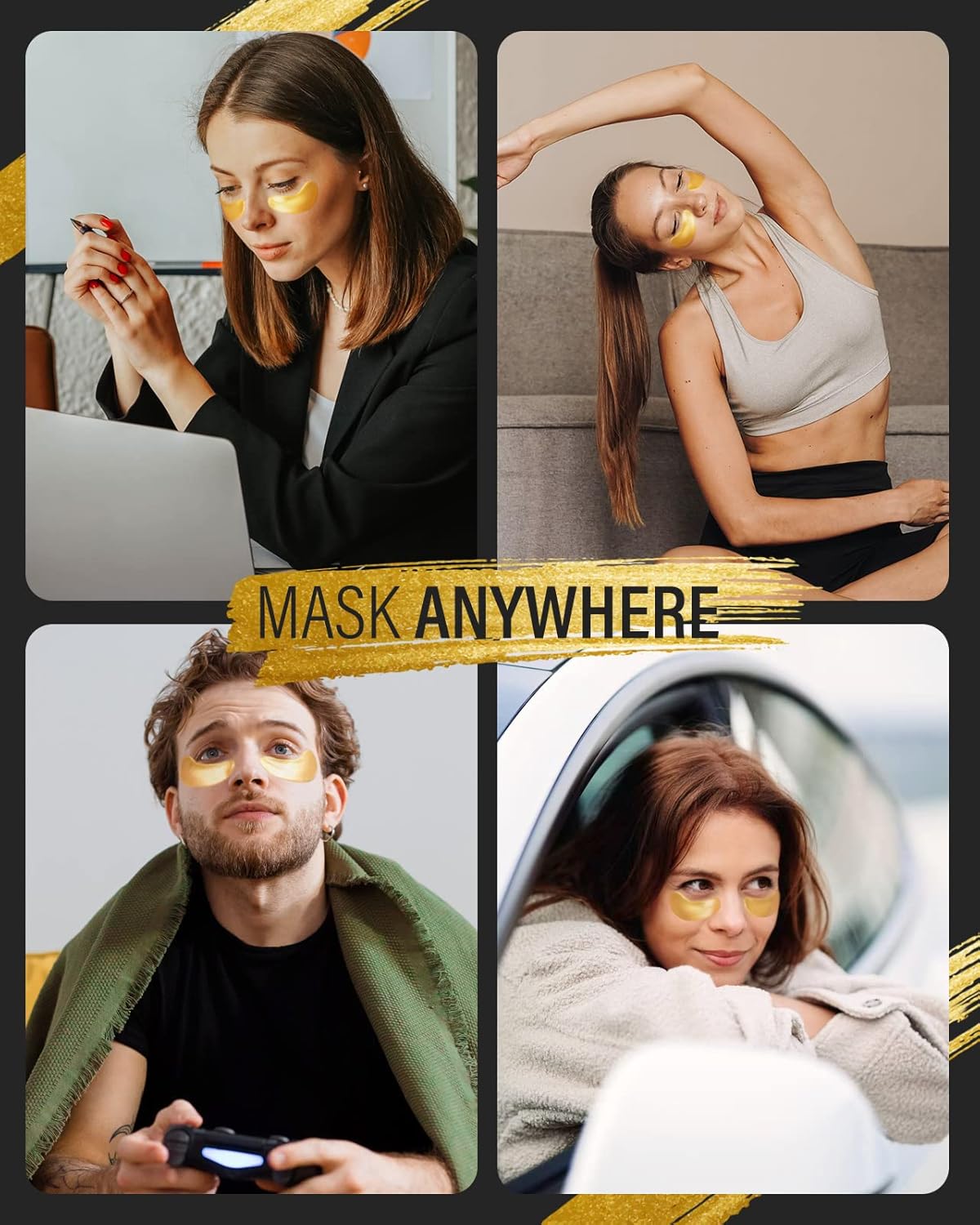 24k Gold Under Eye Patches (15 Pairs), eye mask, Collagen Skin Care Products, Eye Patches for Puffy Eyes, eye masks for dark circles and puffiness - Image 6