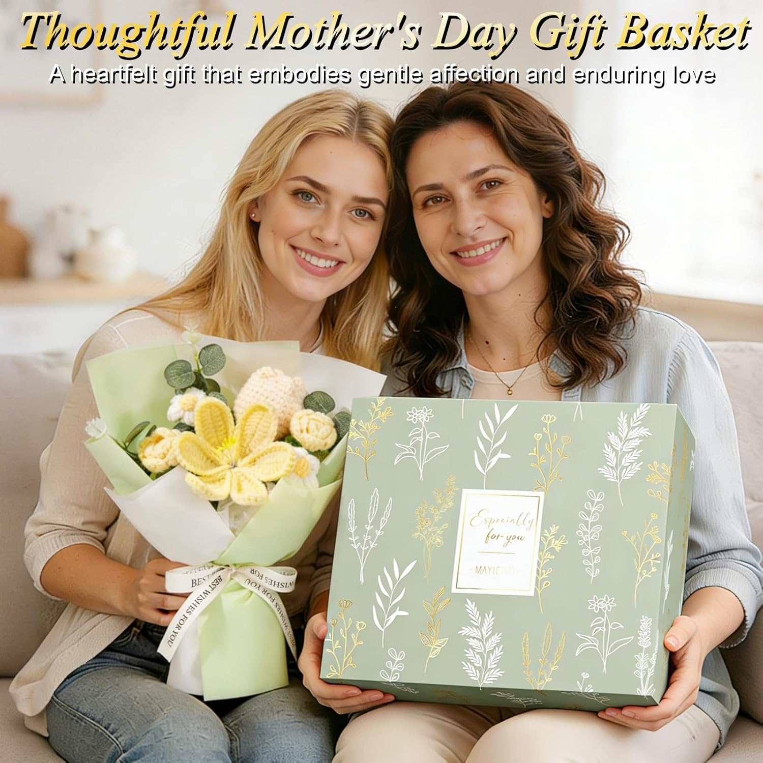 Mothers Day Birthday Gifts for Women Self Care Package Get Well Soon Gift Baskets, Thinking of You Sympathy Spa Gift Set w/ Crochet Flower Bouquet, Unique Gifts for Women Mom Sister Grandma Friends - Image 3