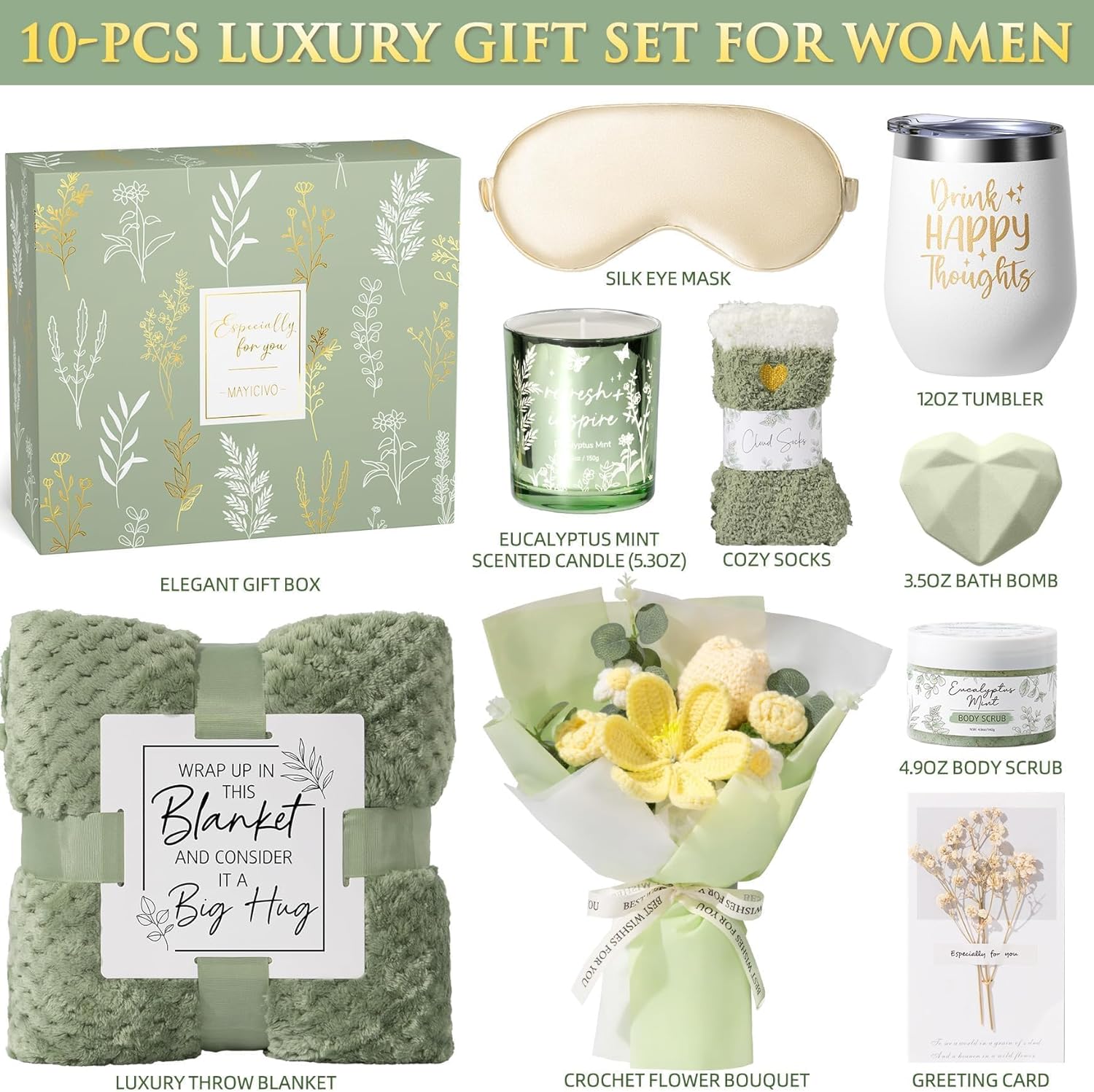 Mothers Day Birthday Gifts for Women Self Care Package Get Well Soon Gift Baskets, Thinking of You Sympathy Spa Gift Set w/ Crochet Flower Bouquet, Unique Gifts for Women Mom Sister Grandma Friends - Image 2
