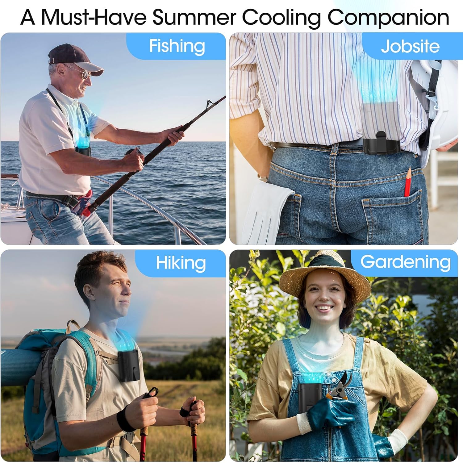 2026 AI Portable Fan Rechargeable, 4-Speed Strong Airflow, Personal Waist Fan with up to 25H of Working Time, Hands-Free Hanging Neck Fan, Wearable Belt Fan for Camping, Outdoor, Jobsite - Image 7
