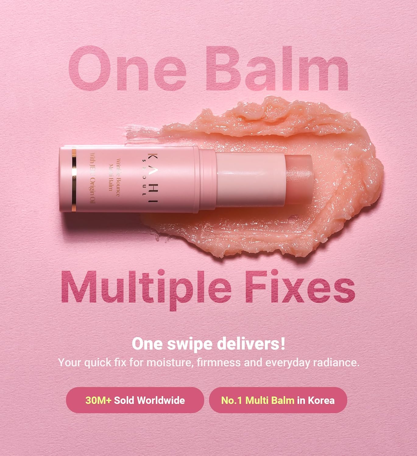 KAHI Wrinkle Bounce Multi Balm Stick | PDRN Collagen Wrinkle Stick | Korean Skin Care |All-in-One Hydrating Lip Balm Eye Cream Neck Cream Make Up Base & Face Mist Moisture Balm - Image 2