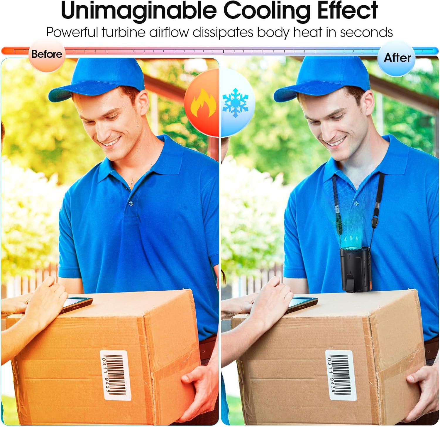 2026 AI Portable Fan Rechargeable, 4-Speed Strong Airflow, Personal Waist Fan with up to 25H of Working Time, Hands-Free Hanging Neck Fan, Wearable Belt Fan for Camping, Outdoor, Jobsite - Image 5