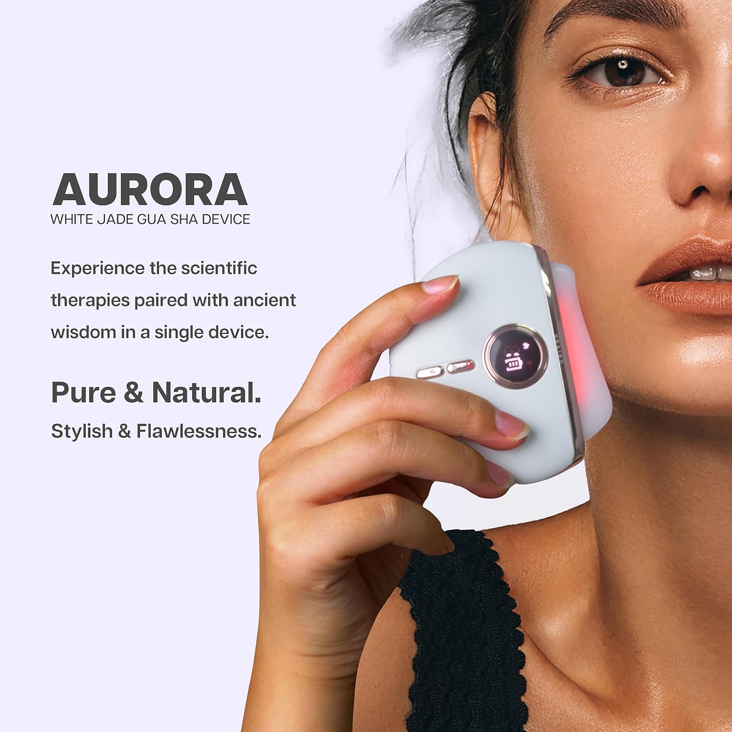 VRAIKO Aurora LED Gua Sha Device, Jade Stone Gua Sha Facial Tool with Heat and Vibration, Face Massager for Anti-Aging Wrinkles Puffiness Skin Rejuvenation and Toning (Aurora) - Image 2