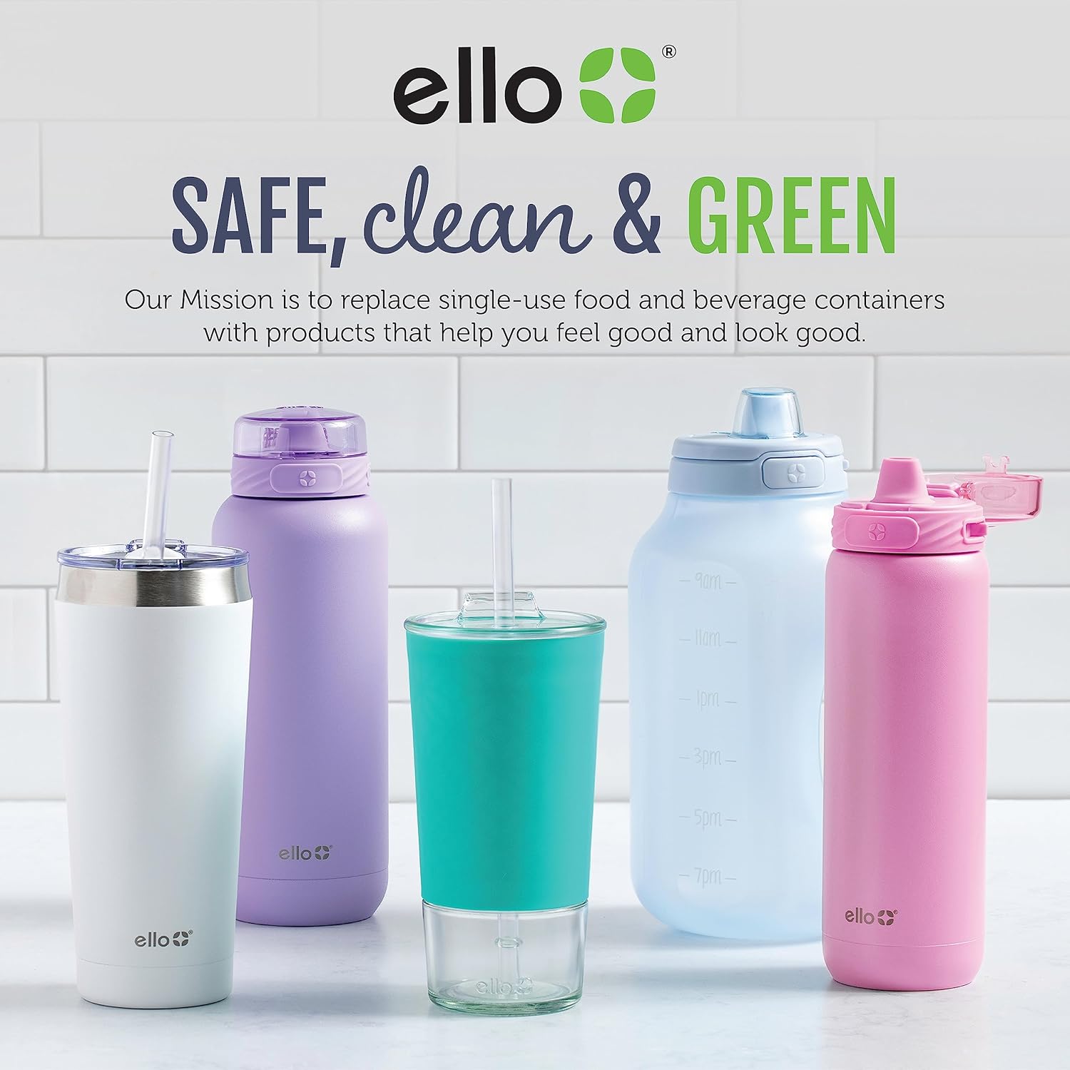 Ello Cooper 40oz Stainless Steel Water Bottle with Straw and Carry Handle, Double Walled and Vacuum Insulated Metal, Leak Proof Locking Lid with Soft Silicone Spout, Reusable, BPA Free, White Marble - Image 10