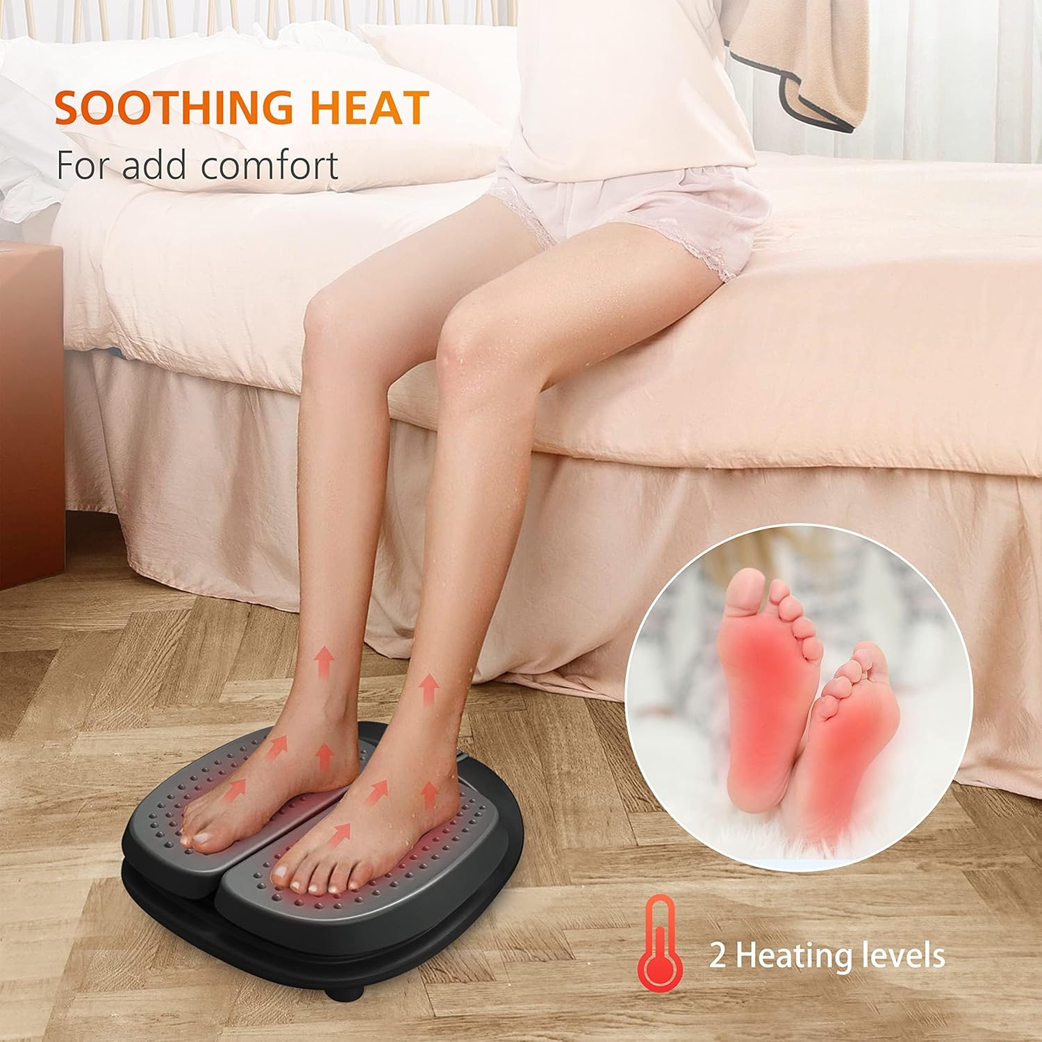 Snailax Foot Massager Machine with Heat,Remote Control, Adjustable Vibration Feet Massager Machine Increased Blood Circulation,Plantar Fasciitis, Stress (Black) - Image 3
