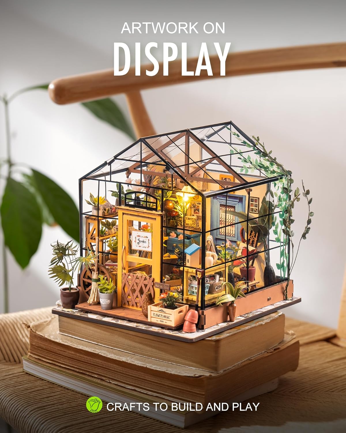 Rolife DIY Miniature Greenhouse Kit, Tiny/Mini House Making Kit with Furniture for Adults, Furniture, Halloween/Christmas Decorations, Gifts for Family and Friends (Cathy's Greenhouse) - Image 3