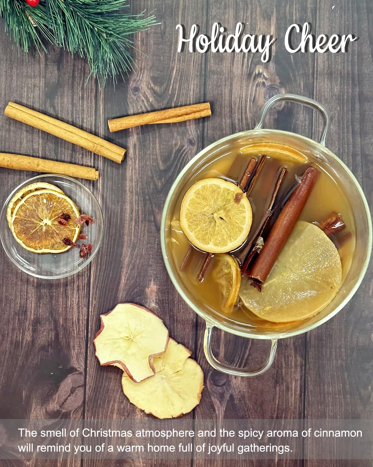 Christmas Potpourri Simmering, Holiday Cheer Stovetop Potpourri with Apple, Orange, Cranberry and Cinnamon, Dried Fruits Fragrance Bowl Filler, Perfect Christmas Blend House Warming/Thank You Gift - Image 3