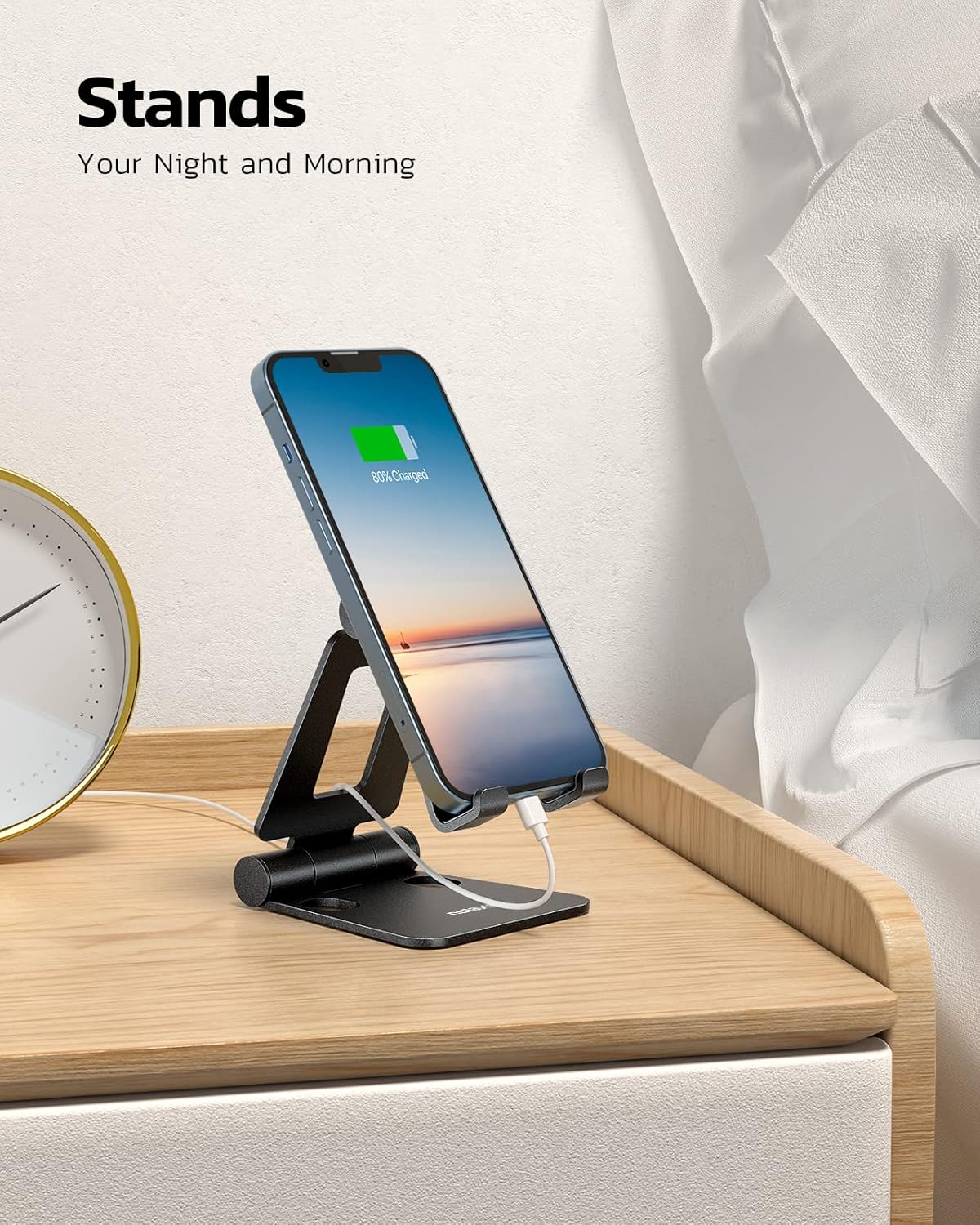 Nulaxy Dual Folding Cell Phone Stand, Fully Adjustable Foldable Desktop Phone Holder Cradle Dock Compatible with iPhone 17 16 15 14 13 12 11 Pro Max Xs Xr X 8, Nintendo Switch, All Phones - Image 2