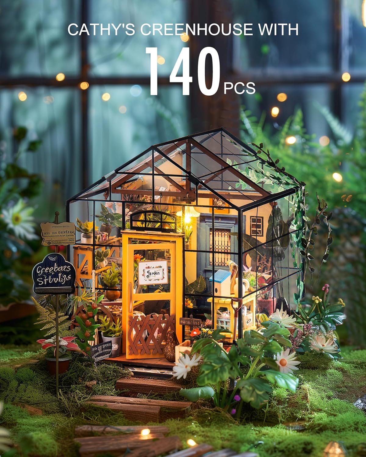 Rolife DIY Miniature Greenhouse Kit, Tiny/Mini House Making Kit with Furniture for Adults, Furniture, Halloween/Christmas Decorations, Gifts for Family and Friends (Cathy's Greenhouse) - Image 2