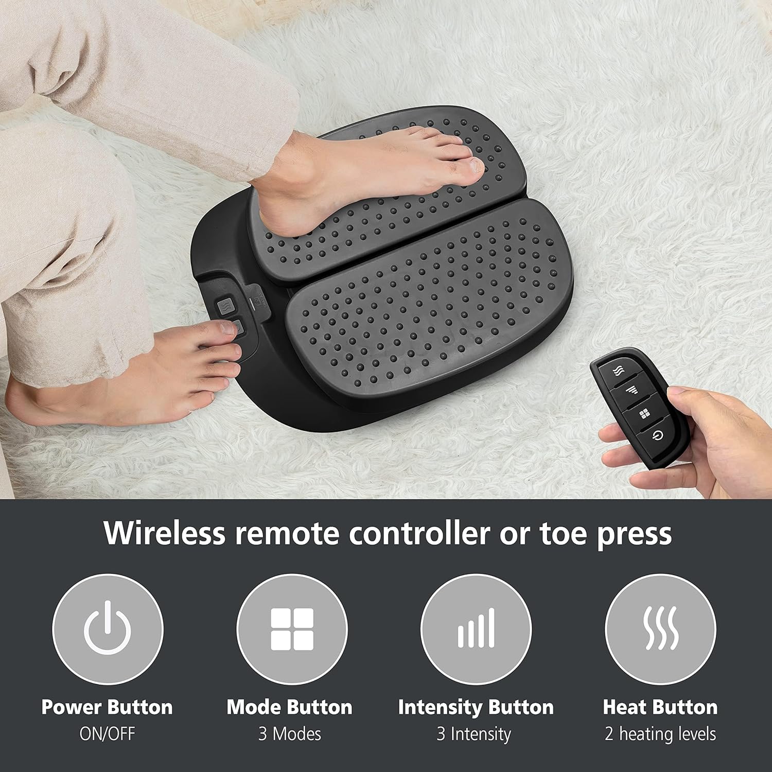 Snailax Foot Massager Machine with Heat,Remote Control, Adjustable Vibration Feet Massager Machine Increased Blood Circulation,Plantar Fasciitis, Stress (Black) - Image 6