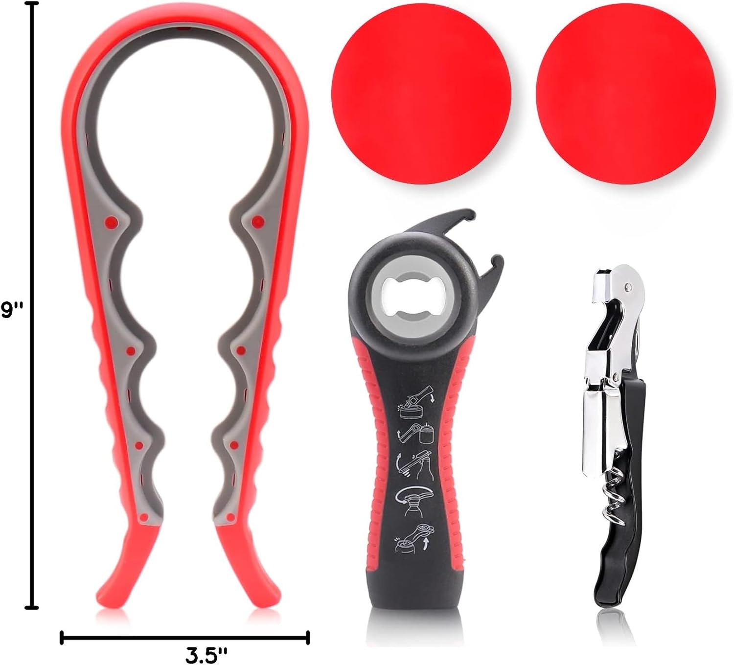 Astofli 5 Pack Jar Opener For Seniors With Arthritis, Easy Twist Lid Opener Jar Opener For Opening Jars With 2 PCS Rubber Jar Gripper, Multi Can Openers Prime For Seniors With Arthritis - Image 8