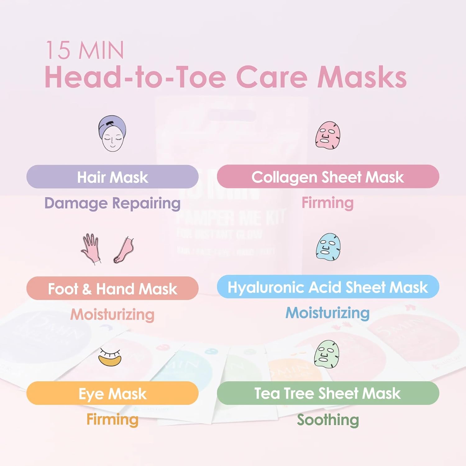Naisture 15 Min Pamper Me Kit Korean Spa Skincare Gift Set for Women-Head to Toe with Hair, Face, Eye, Hand, & Foot Masks (7 pcs) - Image 2