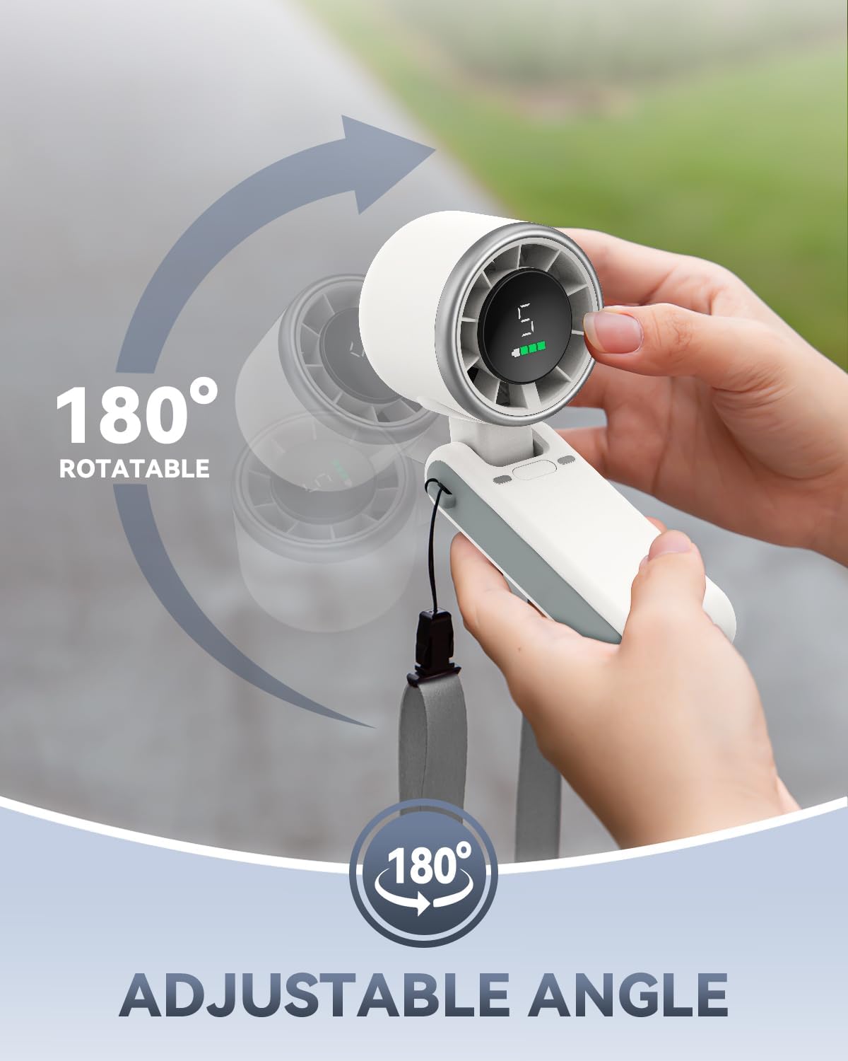 Portable Handheld Turbo Fan, 5 Gear Wind, Battery Operated, Up to 12 Working Hours, 3 IN 1 Hand Fans with Air Turbo Tech Cooling Fan for Outdoor Activities, Travel, Beach (White) - Image 8