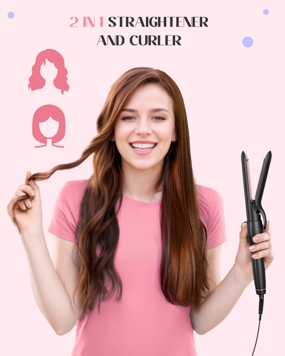 5 in 1 Curling Iron with Thermal Brush and 4 Interchangeable Ceramic Barrels(1/2 to 1 1/2 inch), Curling Wand Set with Flat Iron, Fast Heating, Dual Voltage Hair Curler, Gifts for Women - Image 5
