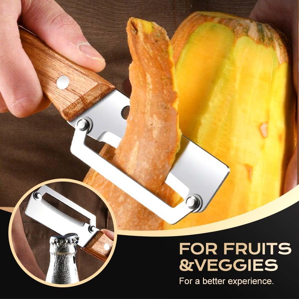 Multi-Functional Vegetable Peeler for Kitchen, Ultra-Sharp Stainless Steel Blade with Wooden Handle and Bottle Opener, For Vegetables or Fruits that Need to Be Peeled (1 Pcs) - Image 8