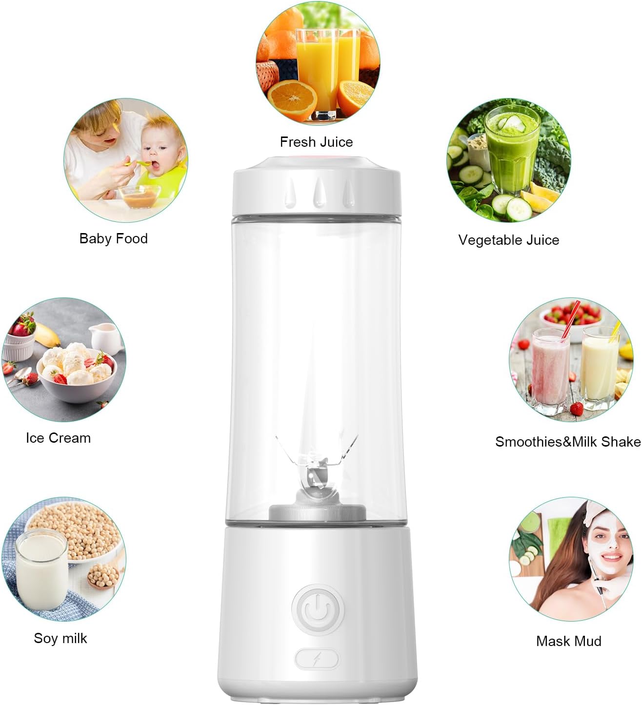 Mulli Portable Blender,USB Rechargeable Personal Mixer for Smoothie and Shakes, Mini Blender with Six Blades for Baby Food,Travel,Gym(Update) - Image 5