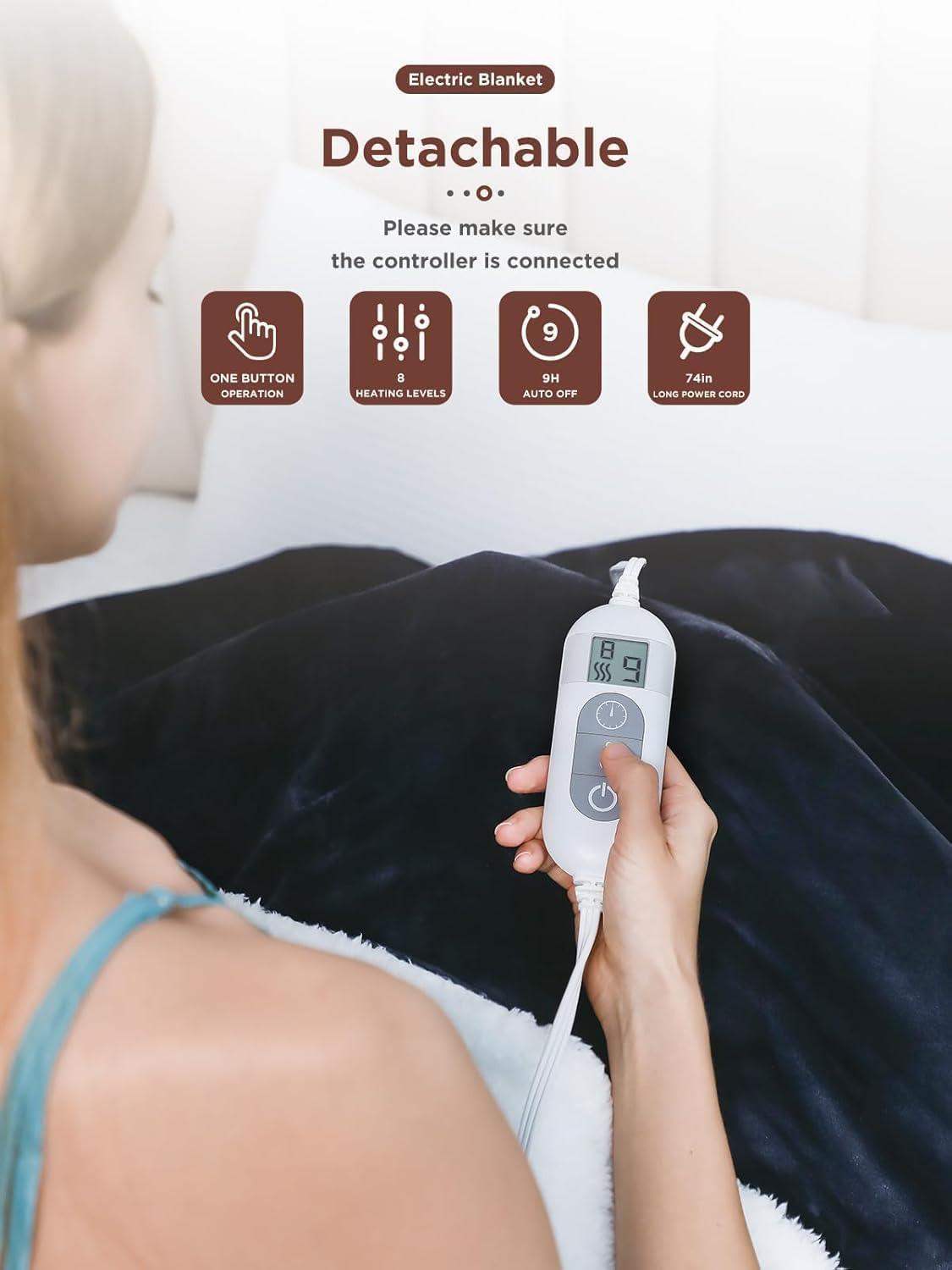 Heated Blanket,Soft Flannel Heated Throw Blanket,Fast Heating Electric Throw Blanket with 8 Heating Levels,9 Hours Auto Shut Off,Home Sleep Electric Blanket Throw, A Thoughtful Gift for Elders - Image 2