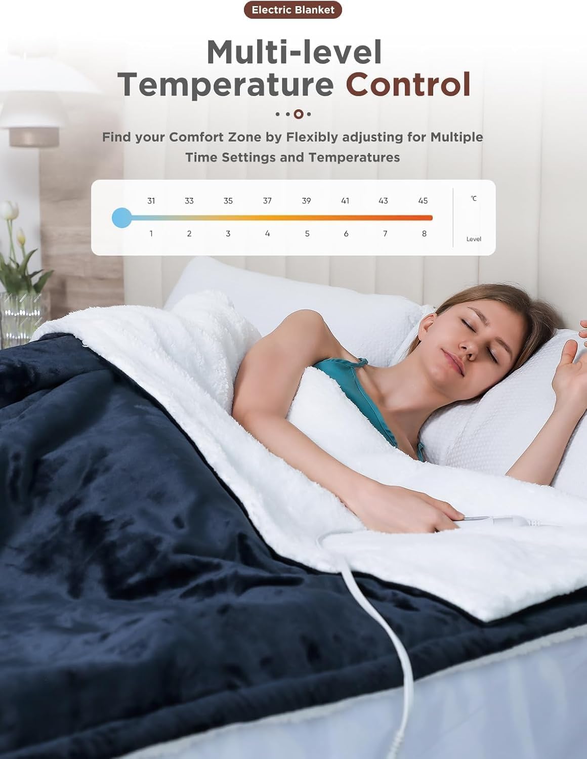 Heated Blanket,Soft Flannel Heated Throw Blanket,Fast Heating Electric Throw Blanket with 8 Heating Levels,9 Hours Auto Shut Off,Home Sleep Electric Blanket Throw, A Thoughtful Gift for Elders - Image 4