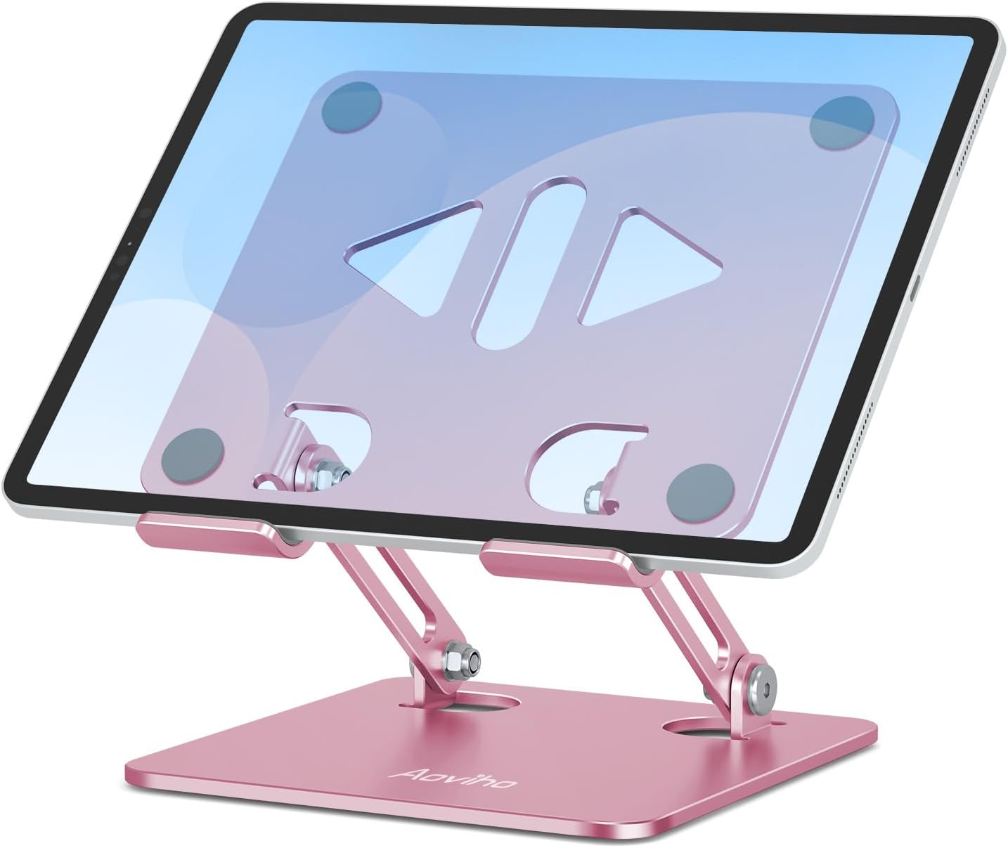 Tablet Stand Holder for Desk, Adjustable Desktop Tablet Holder, Foldable Aluminum Tablet Mount for iPad pro 12.9, iPad Air Mini, Samsung Galaxy Tabs Z Fold Kindle Fire,4-12 inch, Rose Gold - Image 8