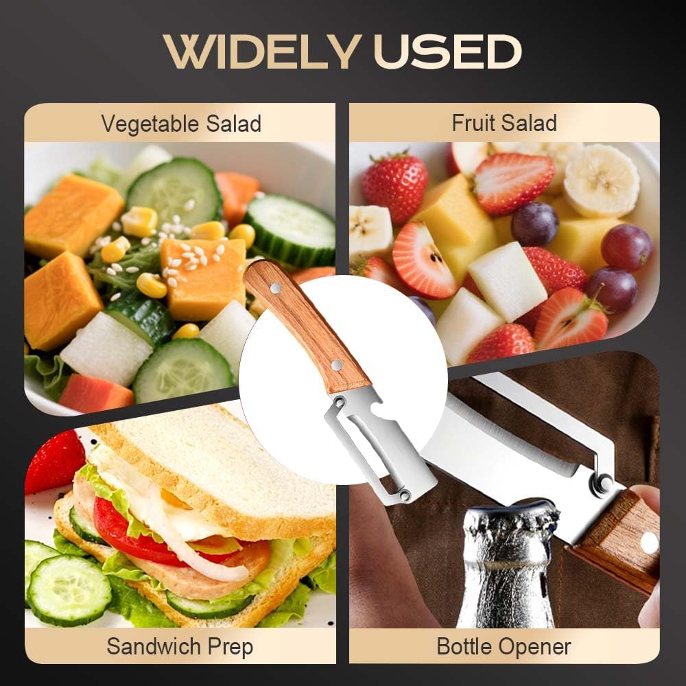 Multi-Functional Vegetable Peeler for Kitchen, Ultra-Sharp Stainless Steel Blade with Wooden Handle and Bottle Opener, For Vegetables or Fruits that Need to Be Peeled (1 Pcs) - Image 6