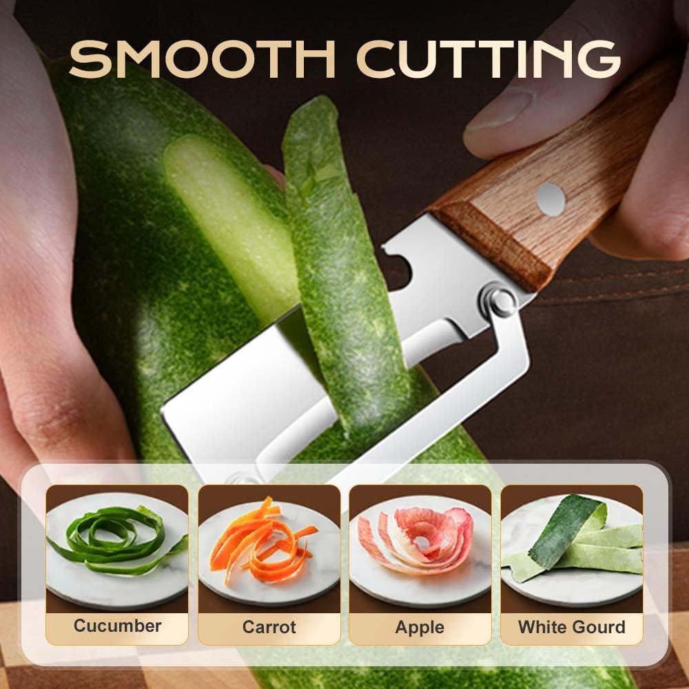 Multi-Functional Vegetable Peeler for Kitchen, Ultra-Sharp Stainless Steel Blade with Wooden Handle and Bottle Opener, For Vegetables or Fruits that Need to Be Peeled (1 Pcs) - Image 5
