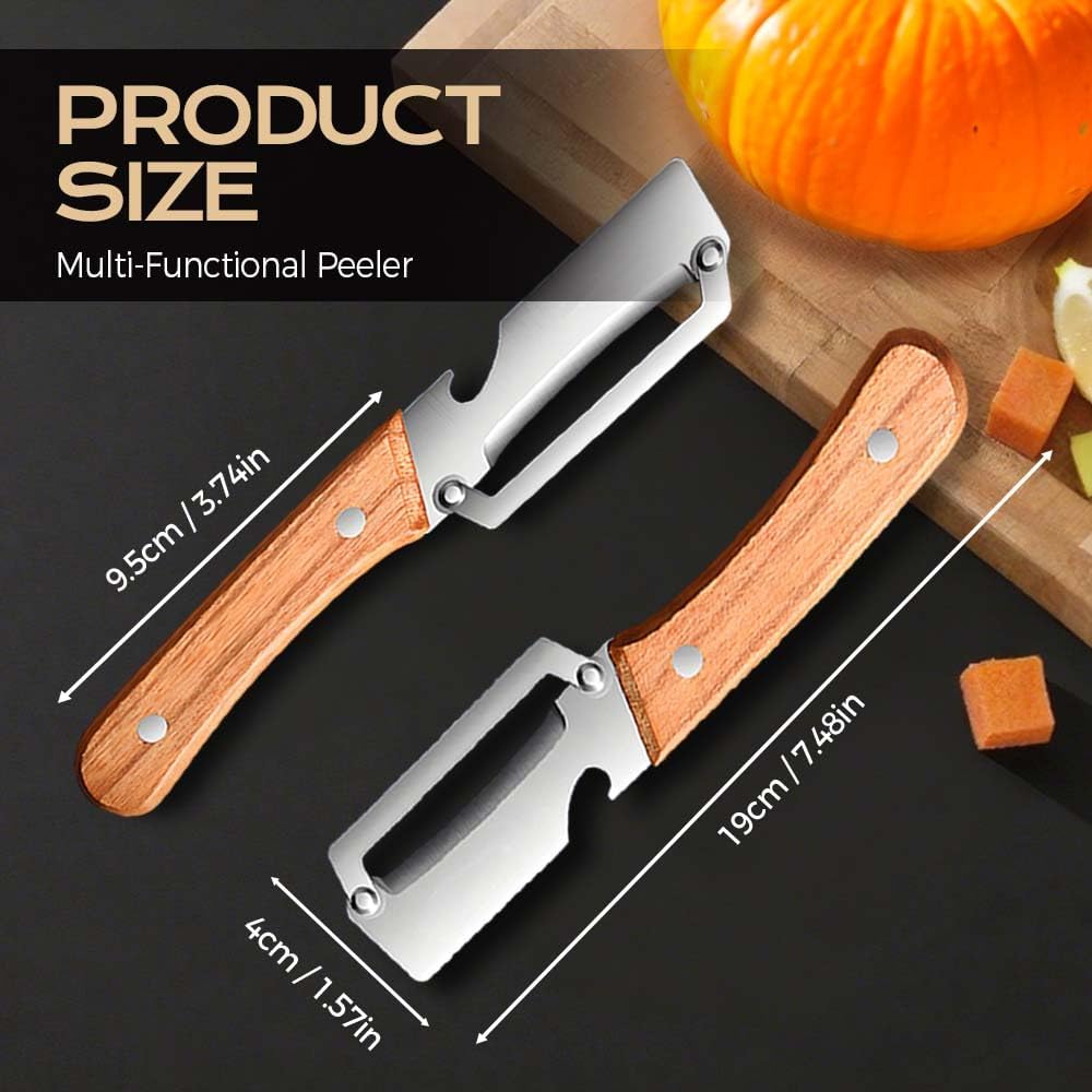 Multi-Functional Vegetable Peeler for Kitchen, Ultra-Sharp Stainless Steel Blade with Wooden Handle and Bottle Opener, For Vegetables or Fruits that Need to Be Peeled (1 Pcs) - Image 7