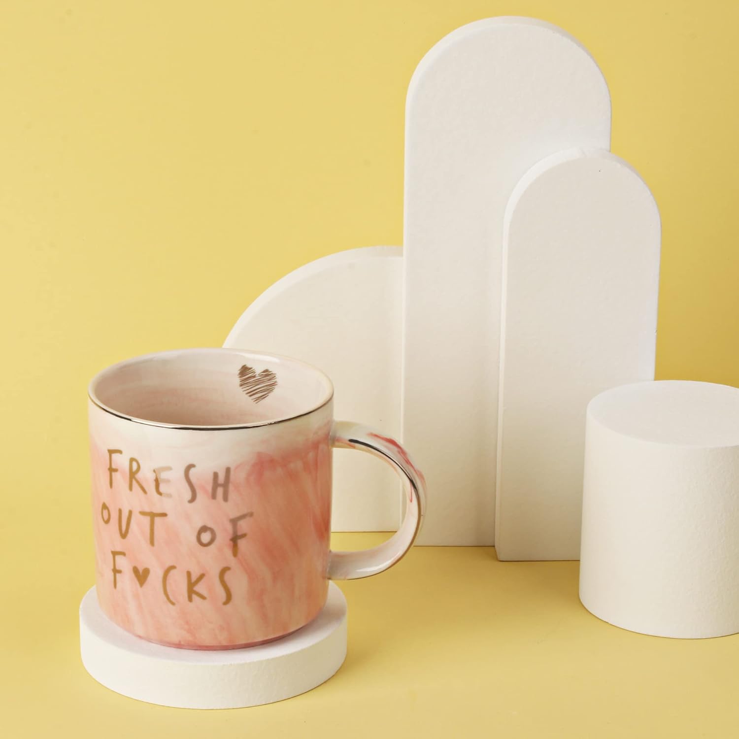 Funny Coffee Mugs Gifts for Women - Sarcastic Novelty Cups Gag Gift for Friends, Coworkers, Boss, Employee, Human Resources - Fresh Out Of - Inappropriate Cute Pink Marble Mug, 11.5oz Coffee Cup - Image 6