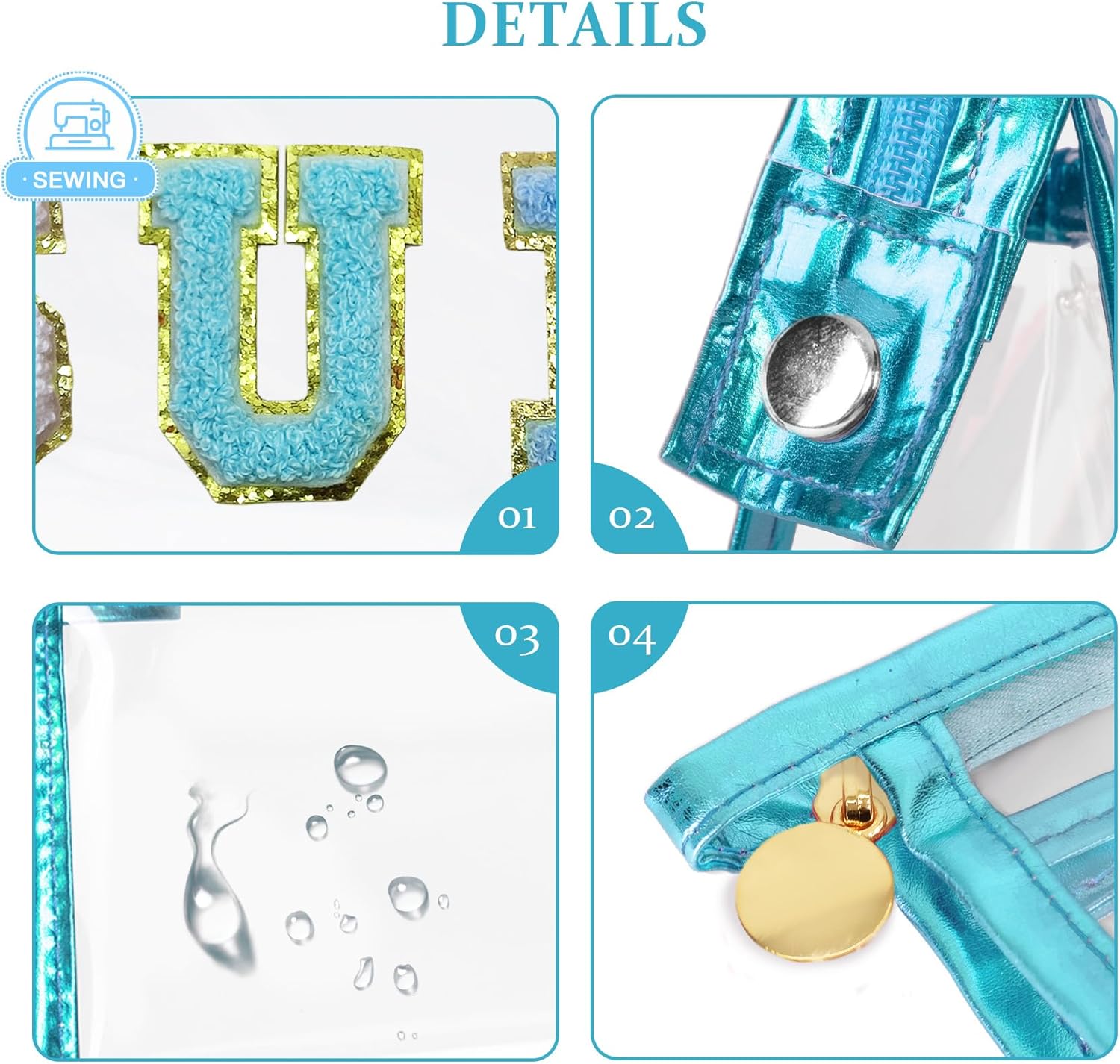 COSHAYSOO Sunscreen Bag Clear Makeup Toiletry Pouch Beach Vacation Essentials for Women Teen Girls Easter Basket Stuffers Gifts Summer Pool Travel Must Have Accessories Waterproof Stuff - Image 3